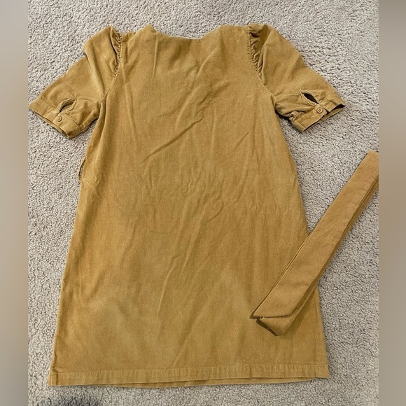 SHEIN V-neck Puff Sleeve Belted Tan/ Brown Mini Dress - Picture 9 of 9